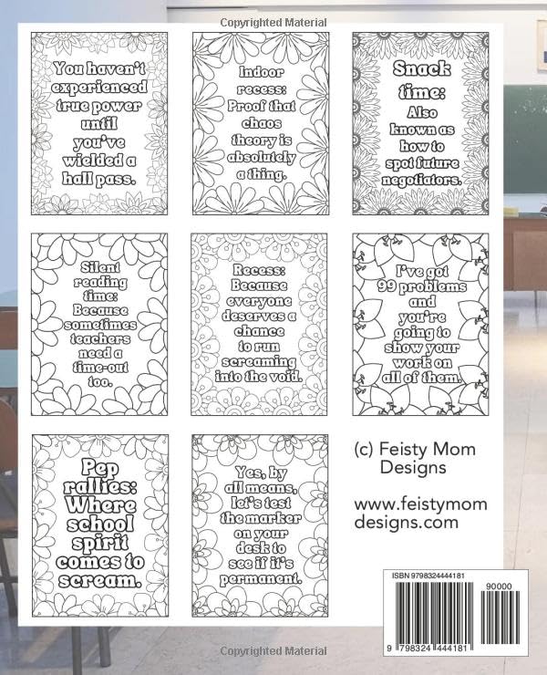World's Okayest Teacher - A Sarcastic Journey Through Teaching: Snarky and Funny Coloring Scenes for Educators - 50 Unique Designs - 7.5" x 9.25" image 3