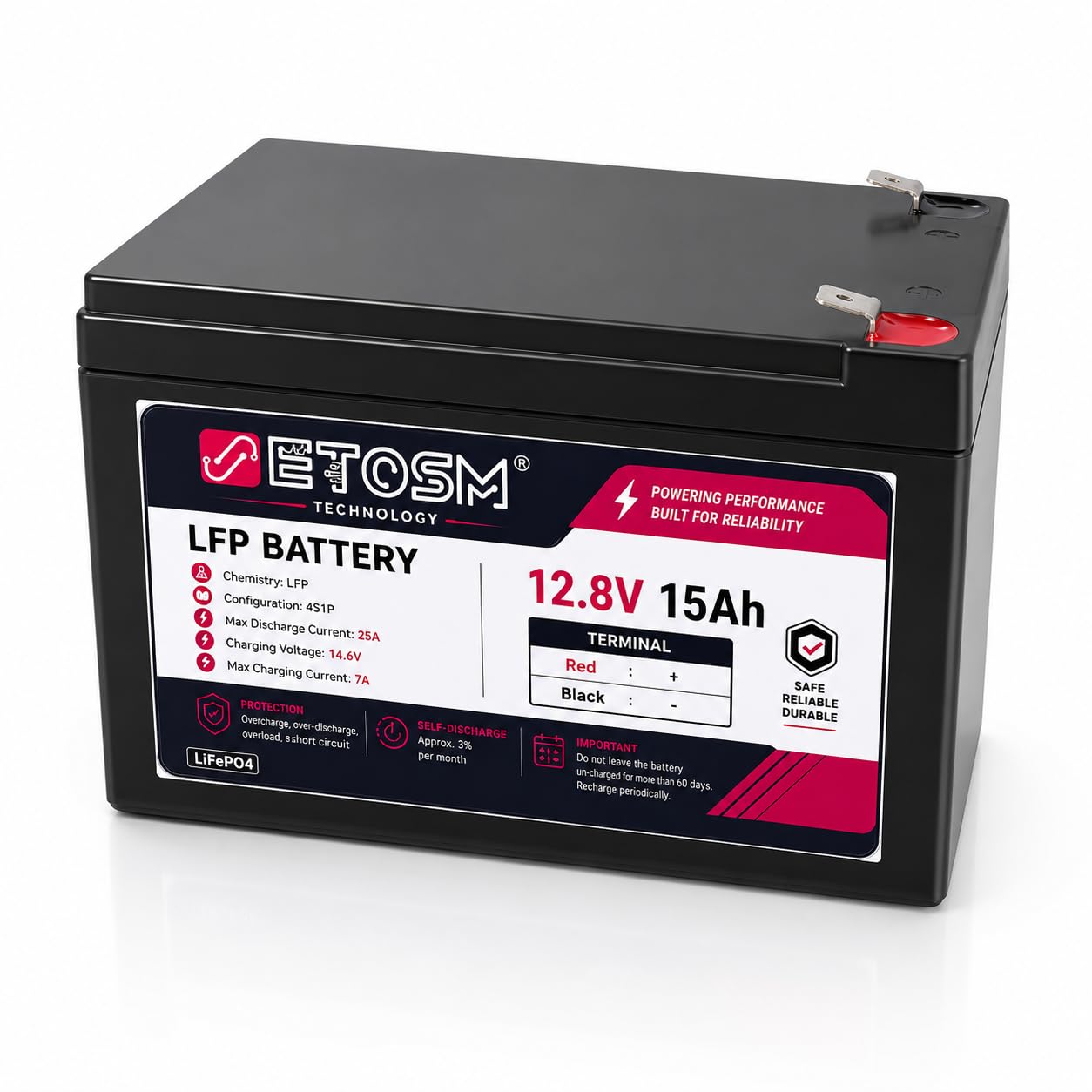 ETOSM 12.8V 15Ah LiFePO4 Battery for CCTV Camera,UPS, Solar System, Emergency Backup, Portable Devices | Lithium Iron Phosphate Battery with BMS | Fast Charging (15, Amps)-picture-23