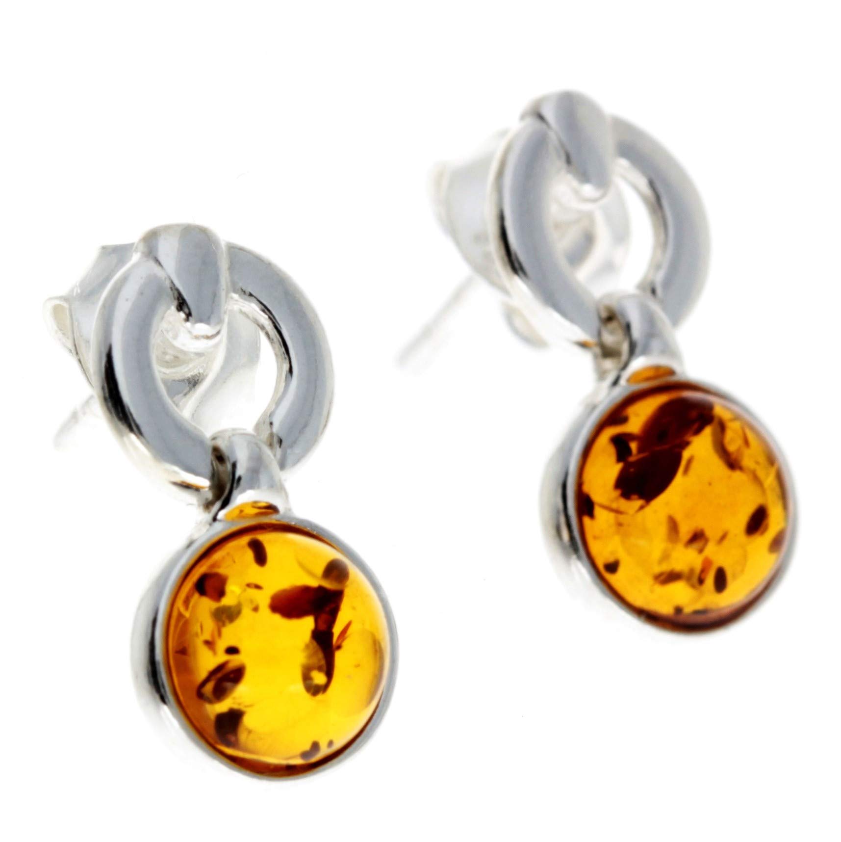 Classic GL168 - Orecchini pendenti in vera ambra baltica naturale e argento Sterling 925