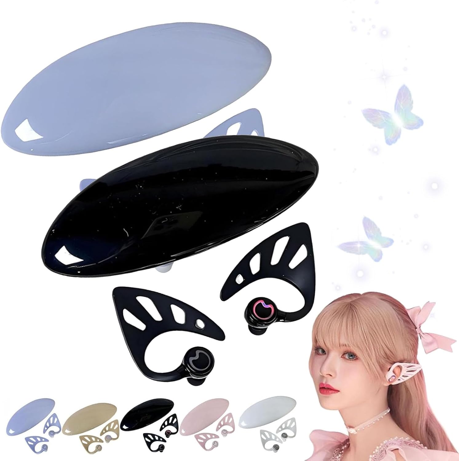 Elf Ear Headphones, Elf Headphones, Elf Ear Headphones Bluetooth, Elf Headphones Wireless, IPX4 Water Resistant, Dual Microphone Noise Reduction, Elf In-Ear Earbuds with Charging Case (2pcs-B)