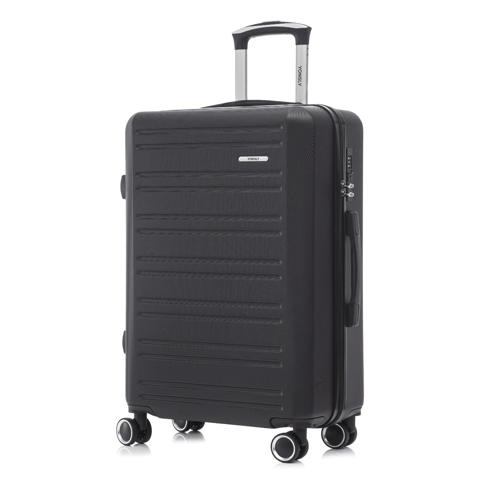 yonsly Koffer Suitcase, Trolley Reisekoffer, Rollkoffer Handgepäck mit 4 Rollen 360°, ABS Hartschalen, Sicherheitsschloss, Weicher Gummigriff, 210D-Futter