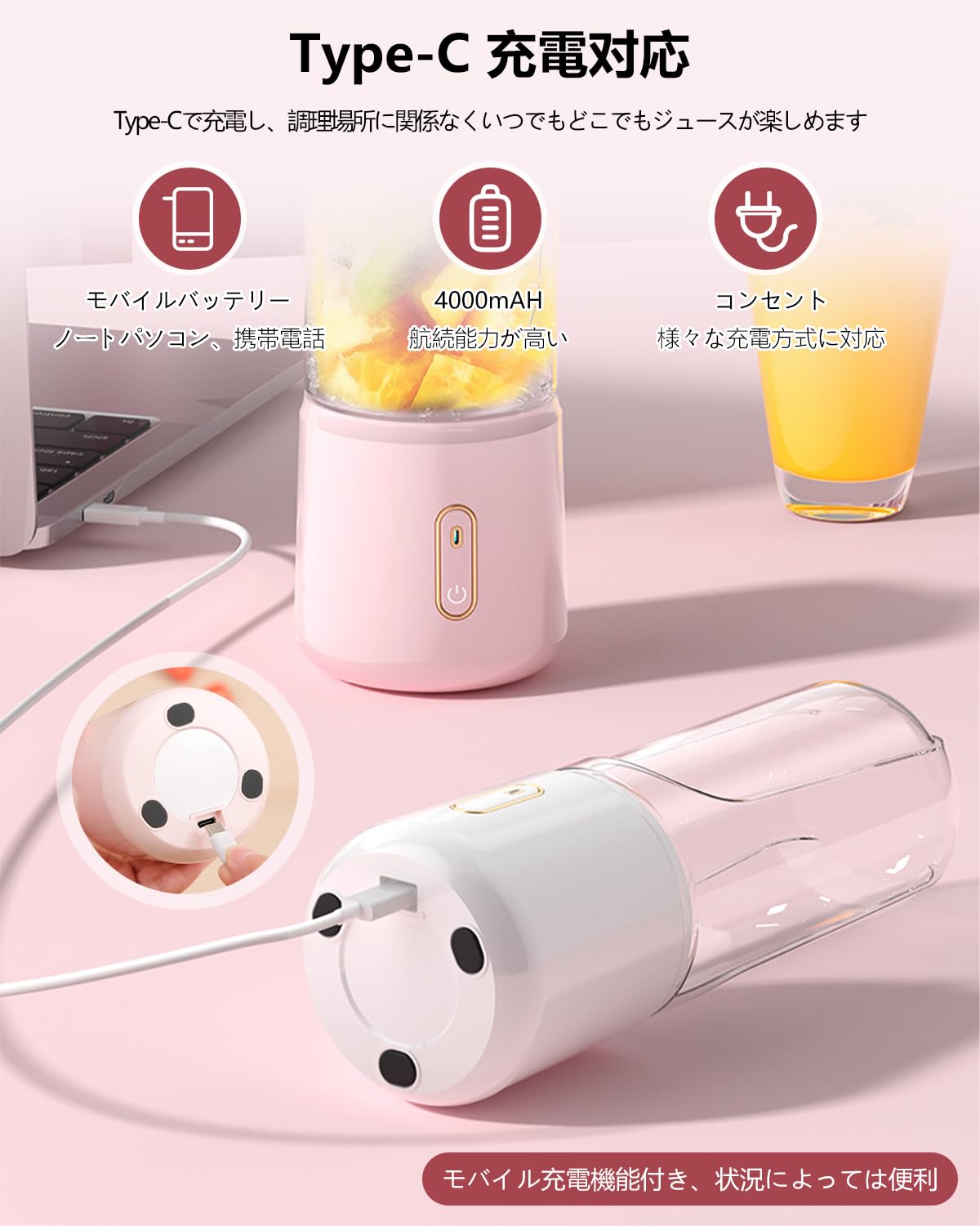Amazon | SEASAND ジューサー ミキサー 一台多役 小型 持ち運びやすい 
