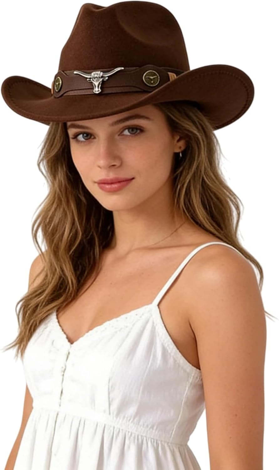 Classic Felt Cowboy Cowgirl Hat Vintage Fedora Hat Wide Brim Western Cowboy Hats with Buckle Belt for Women Men - Image 2