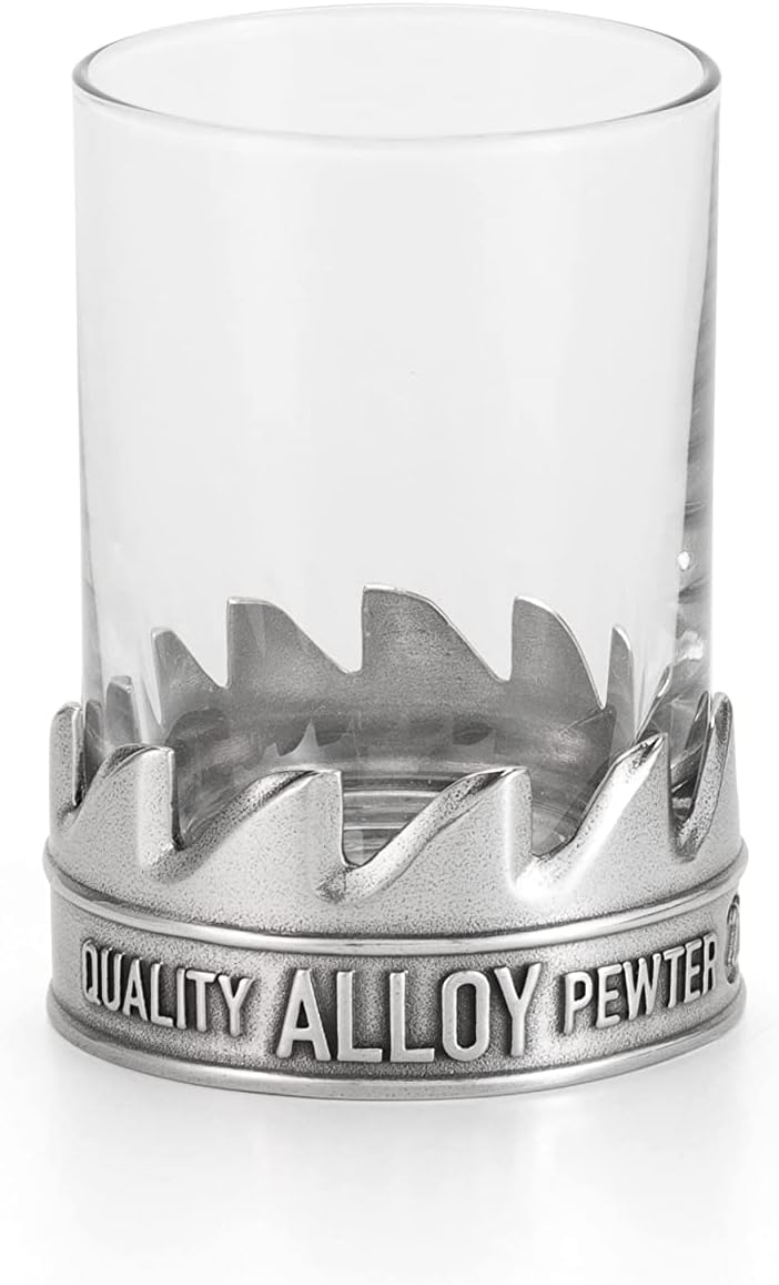 Royal Selangor Toolbar Collection Pewter Designer Highball Glass for Whiskey, Spirits, Gin, Liquor Mix, Cocktails, Mocktails