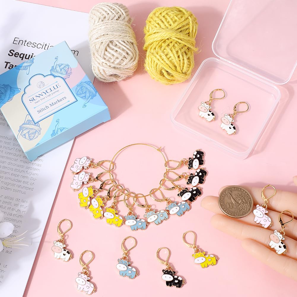 SUNNYCLUE Set 20 Segnapunti Per Maglia E Uncinetto - Ciondoli Natalizi Con Scatola, 10 Stili Diversi - 4