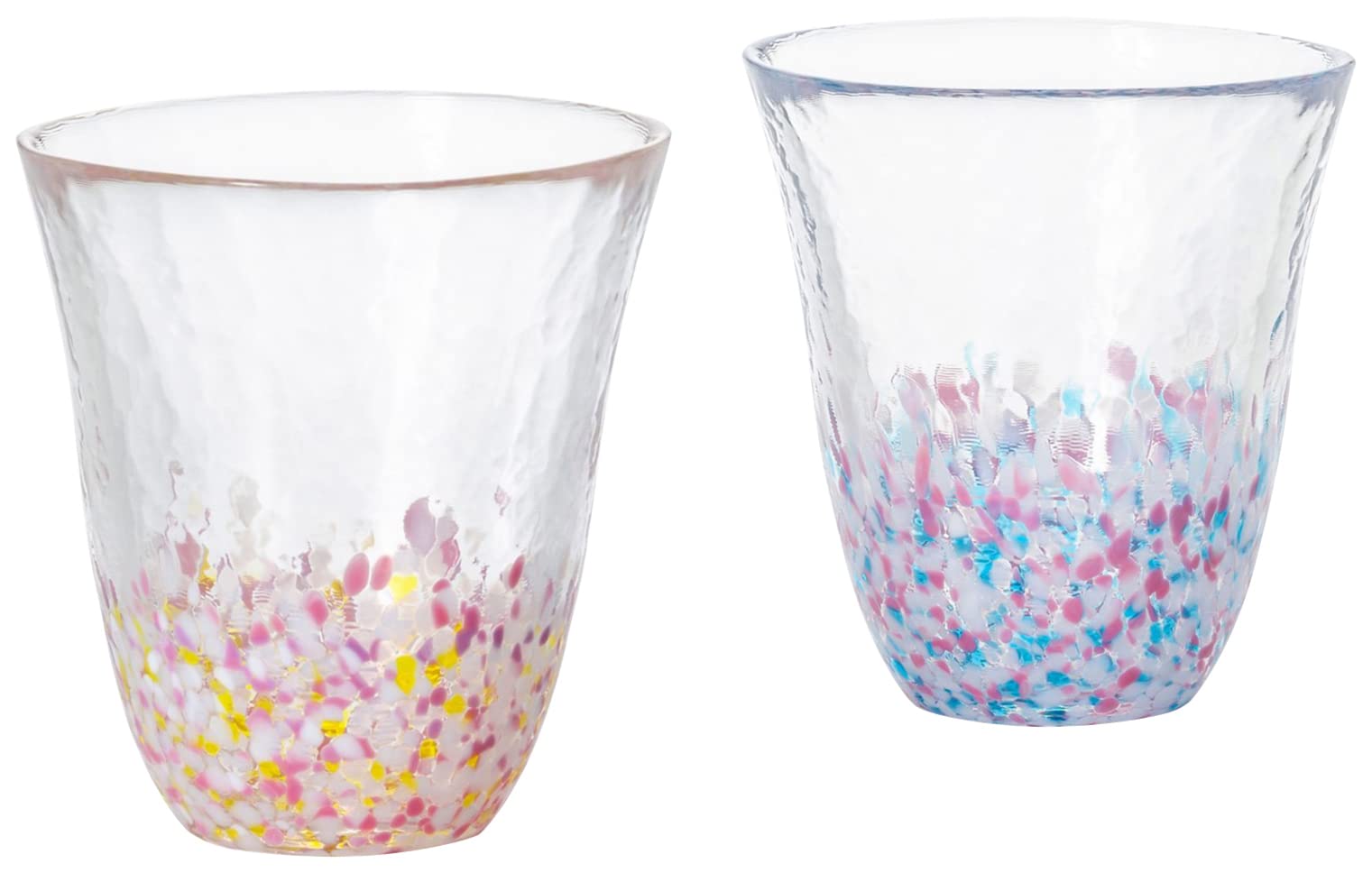 Aderia Tsugaru Vidro Sakura Glass Pair Set Pink Blue 11oz Gift Box Japan