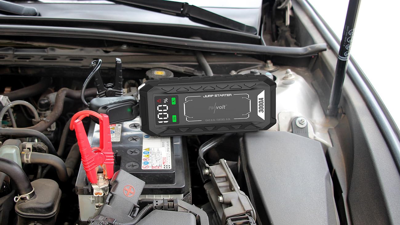 revolt Pkw Starthilfe-Powerbank: 2er-Set 3in1-Kfz-Starthilfe & Powerbank 20 Ah, 3.000 A, 60 W PD, QDSP (Autobatterie, Akku, Auto)