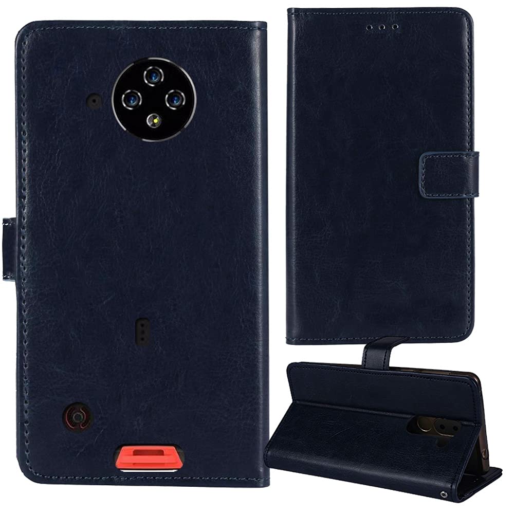 Dingshengk Book Stand Premium Retro Business Flip Leather Protector Case For Doogee S35 / S35 Pro 5" Magnetic Card Slot Wallet Protective Bumper Folio Pouch (Dark Blue)