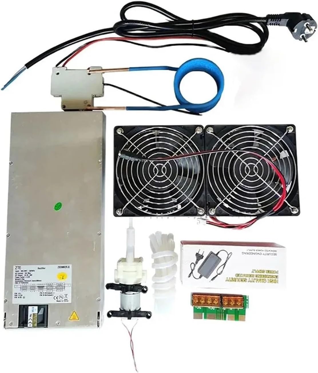 Induction Heater ZVS Induction Heater 2500W Induction Heating PCB Board Heating Machine+Heating Coil+70mL Rucible+Pump+Power Supply Magnetic Induction Heater