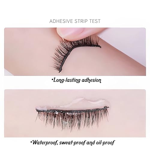 Miniatura 2 de 60 tiras de pestañas autoadhesivas para pestañas postizas y pestañas autoadhesivas, reutilizaciones, 1.4in con 1 pinza, sin pegamento, adherencia