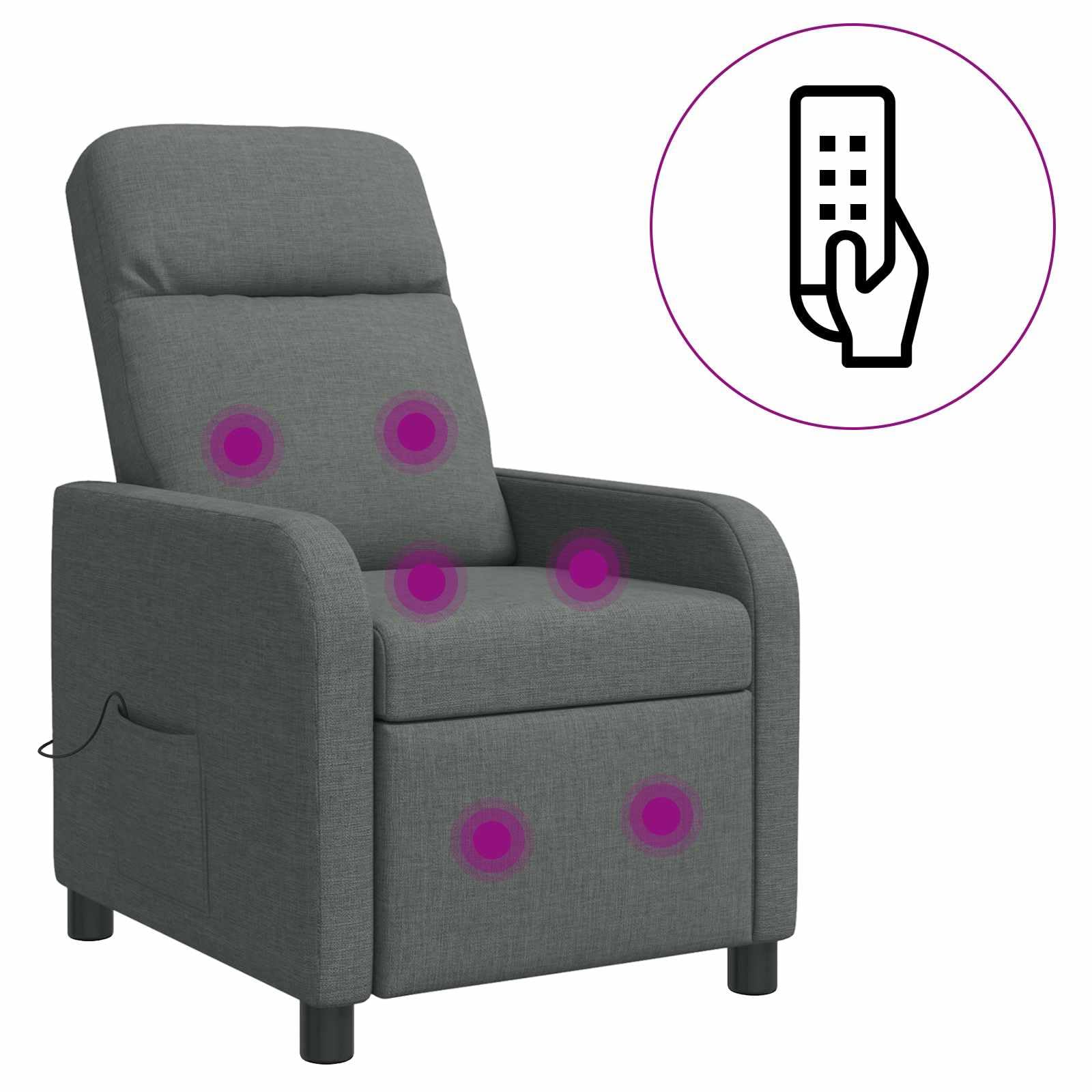 Poltrona relax in tessuto grigio scuro con schienale regolabile 115-160