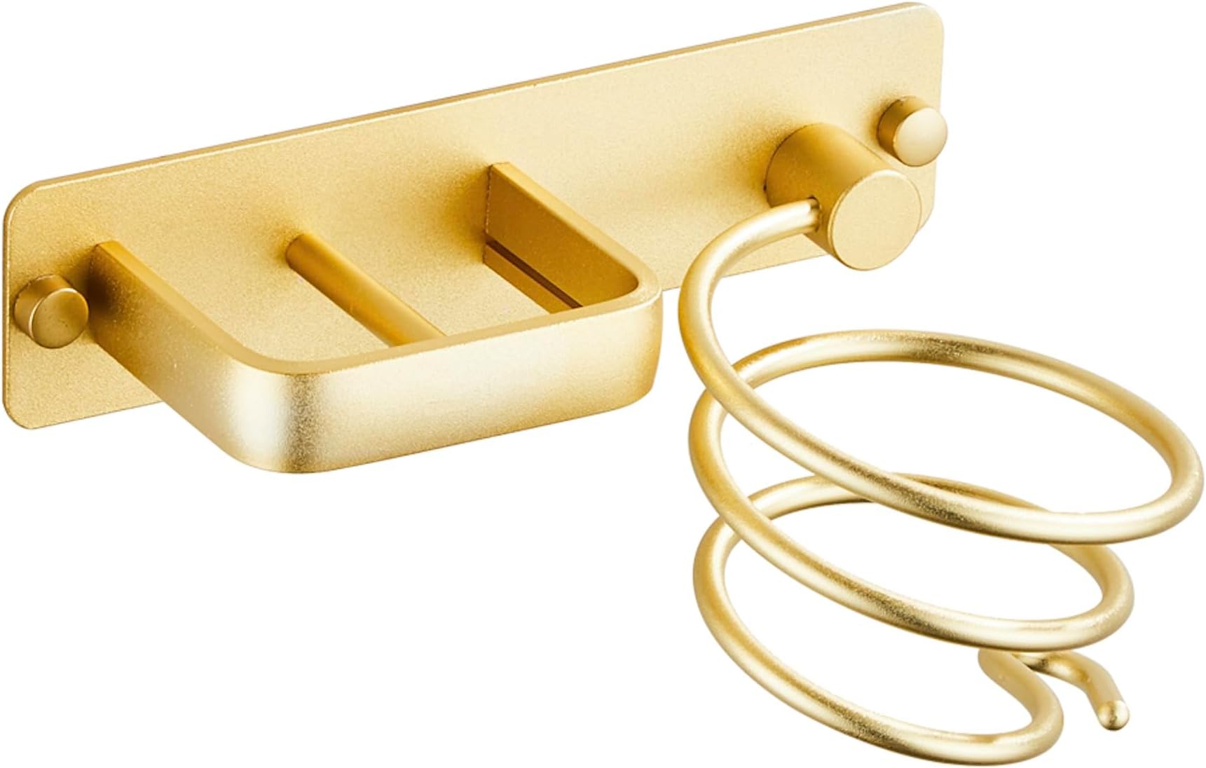 YUET Hair Dryer Holder Hairdryer Straightener Station Wall Mounted Spiral Shelf Bracket Stand Hanger Organizer Blow Storage With Cable Tidy Rack For Dressing Table Bathroom Professional Gold Brass