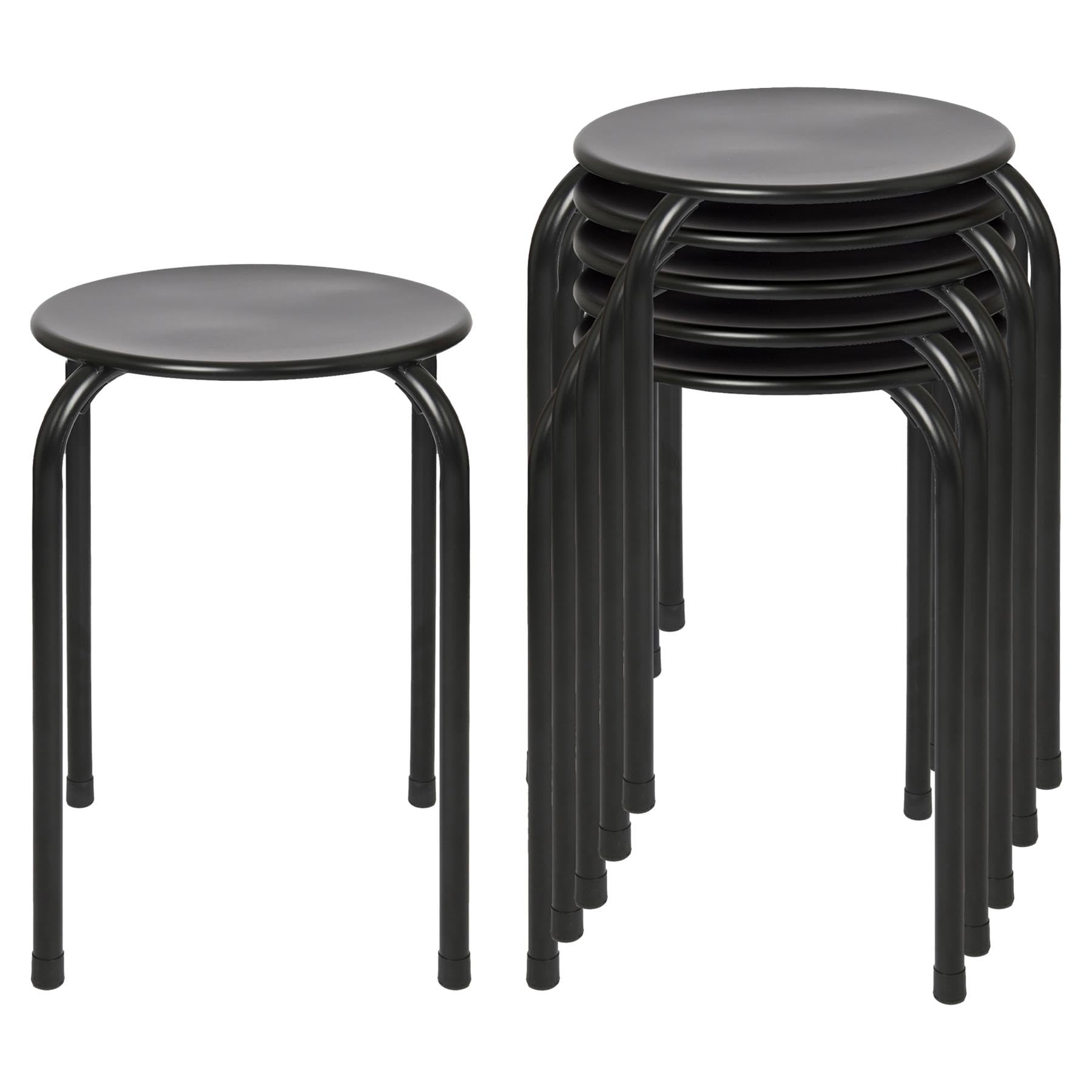Harbour Housewares Stapelhocker aus Metall - Mattschwarz - 6X Erwachsene Klein Stapelbar Küche Essen Frühstück Schlafzimmer Eitelkeit Frisiertisch Wohnzimmer Bürostuhl Stühle Sitzgarnitur