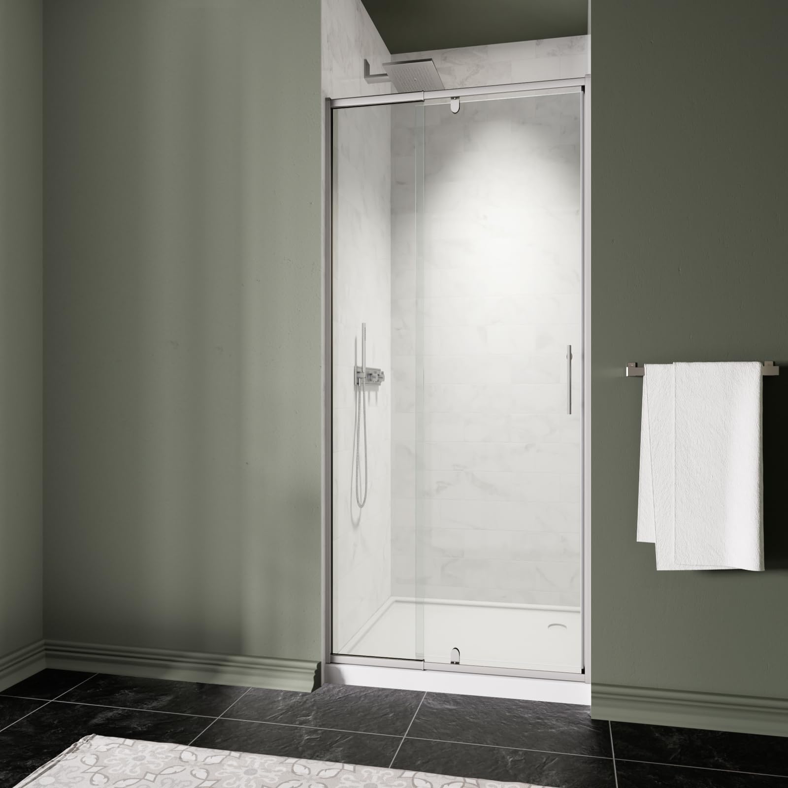 ACE DECOR 28-32 W x 72 H Pivot Shower Door Chrome Finish