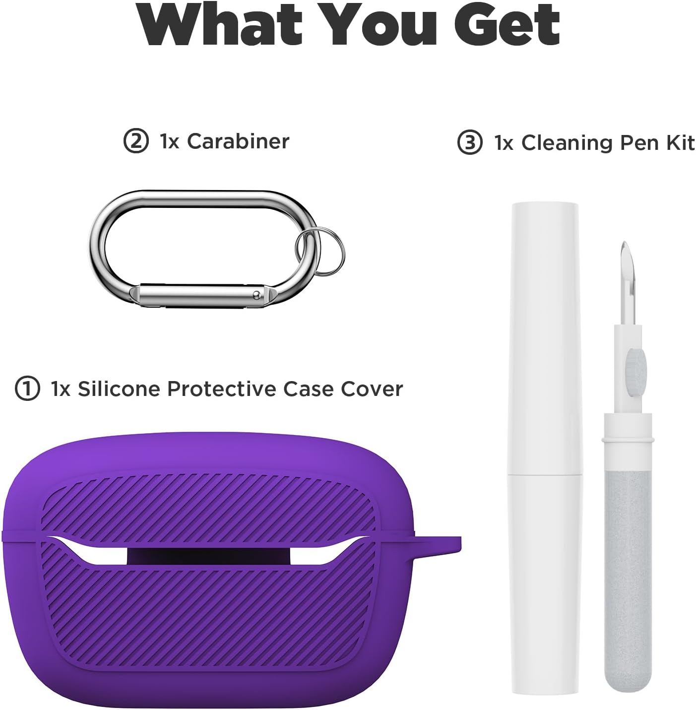 Soft Silicone for JBL Endurance Race 2 Case Cover with Carabiner&Cleaning Pen Kit,Anti-Slip Anti-Scratch Protective Cover Compatible with JBL Endurance Race 2 Charging Case (Purple) - Image 8