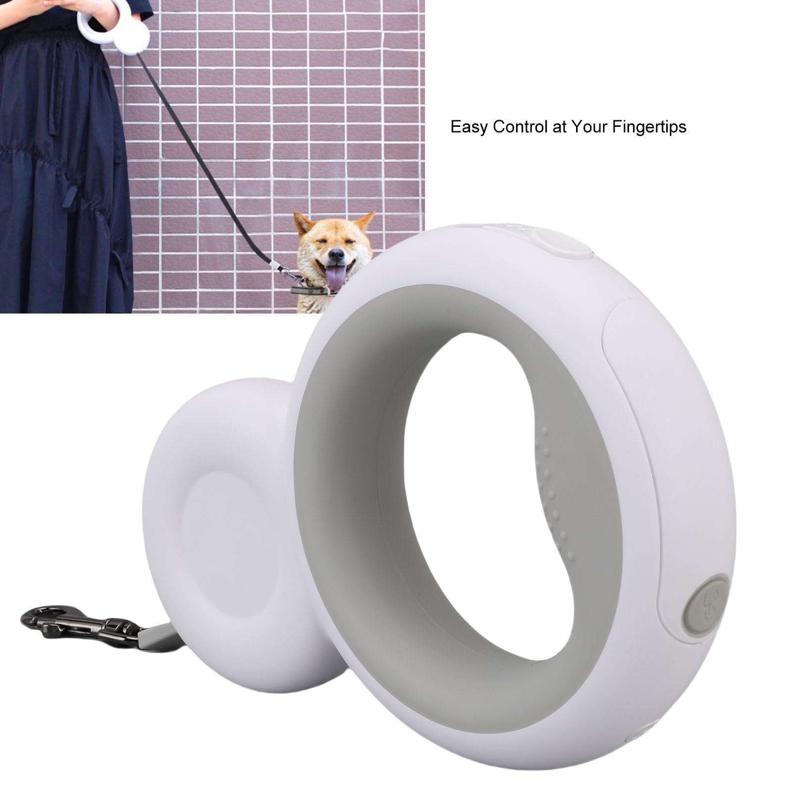 Laisse rétractable pour Chien avec lumière, Distributeur de Sacs à excréments intégré de 9,84 Pieds, Laisse de Marche pour Animaux de Compagnie, Lampe de Poche pour Animal de