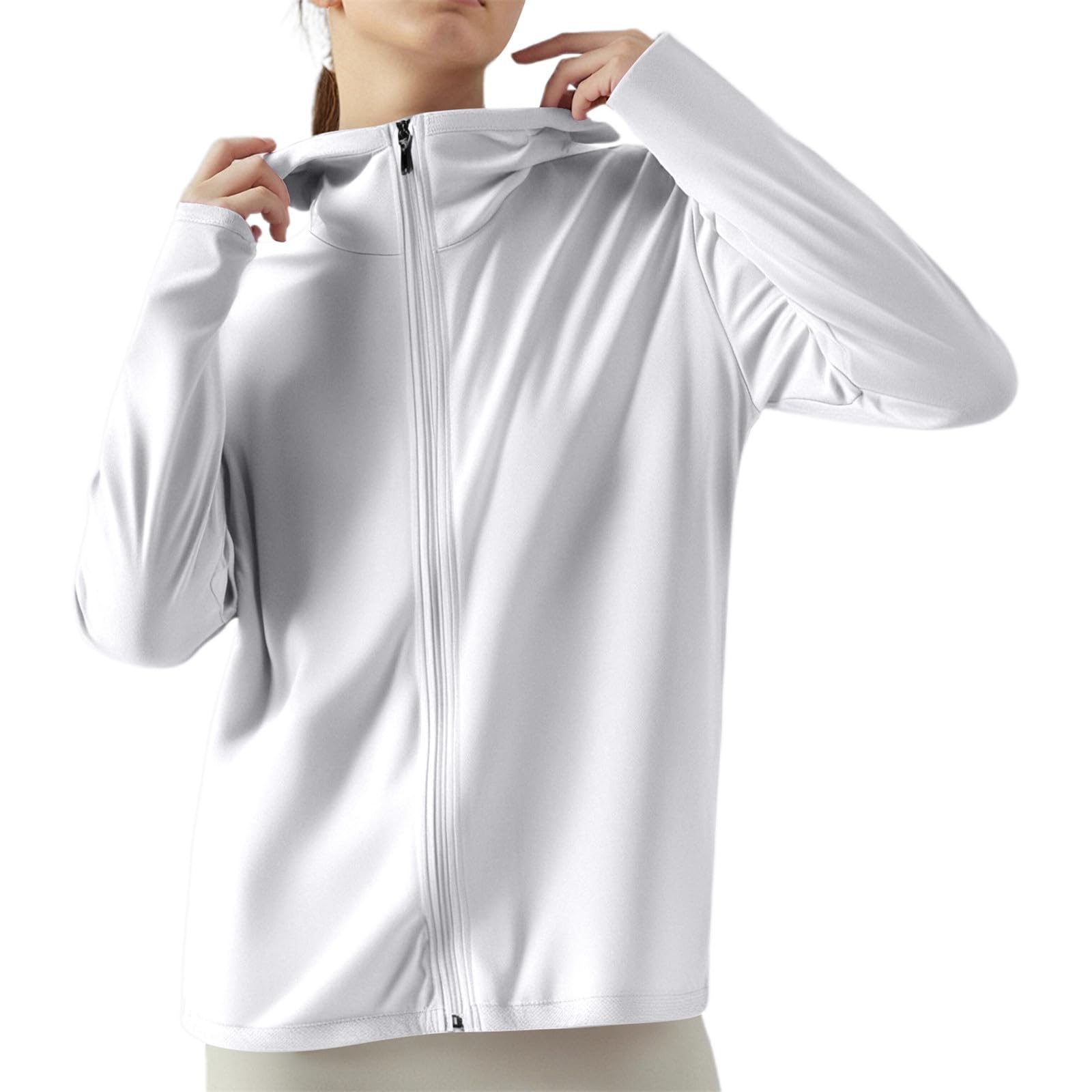 Generisch Cardigan court décontracté respirant en soie glacée pour femme Veste de loisirs légère Protection solaire, Blanc., M