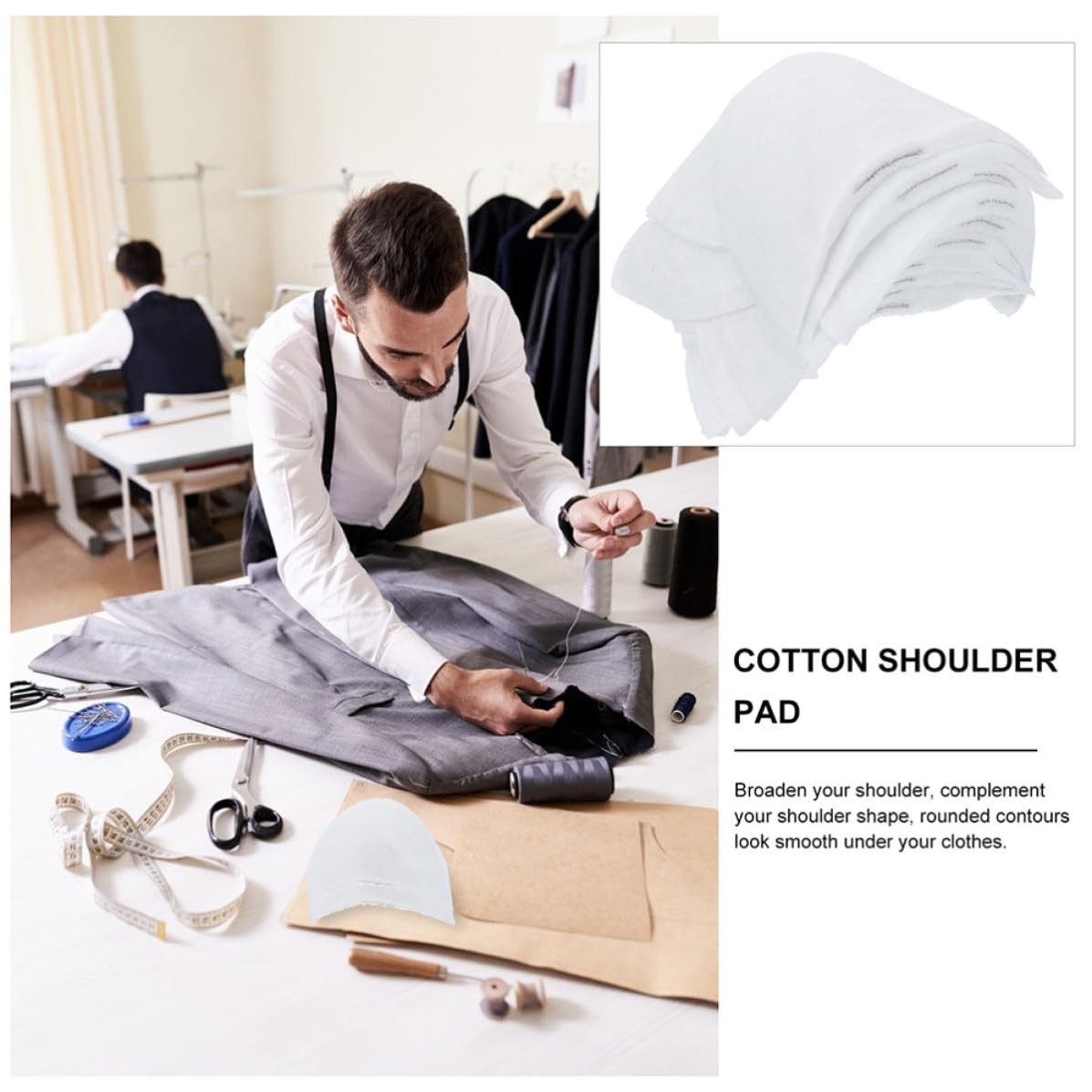LIFKOME 50 Pares de Hombreras de Algodón Prácticas para Mujer y Hombre, Portátiles y Elásticas, Ideales para Abrigos y Ropa en Citas y Bailes