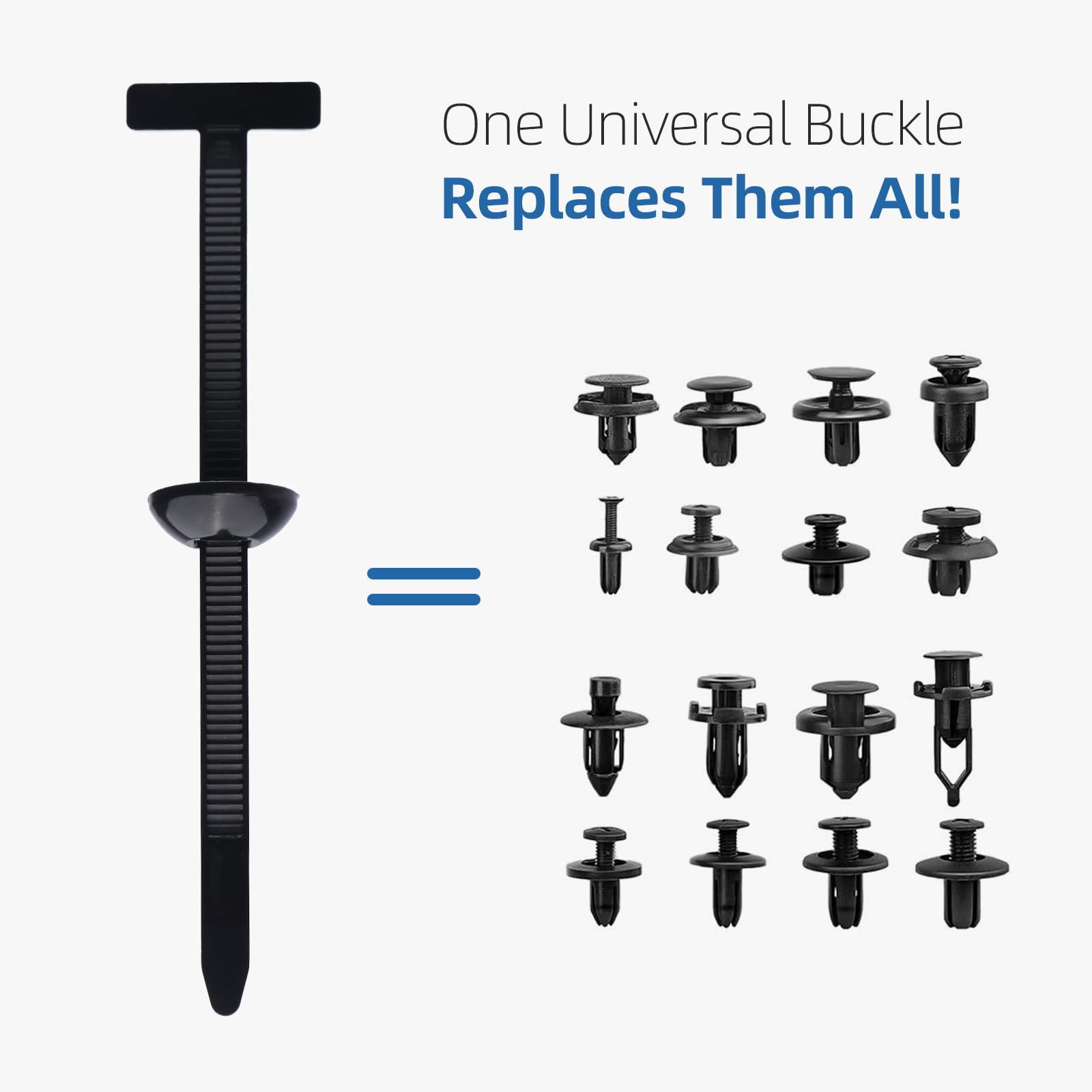 100 Pcs Nylon Universal Cable Tie Buckle for Car - Self-Locking and Easy Install Zipper Clips with Pin — view 2