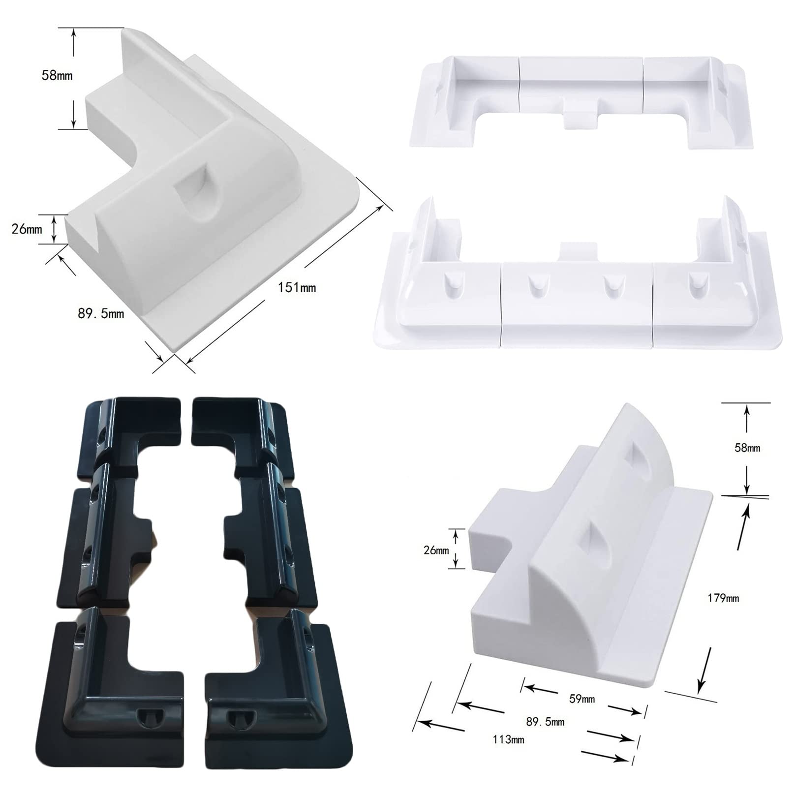 Staffa di montaggio per pannelli solari, Staffe di montaggio for pannello solare RV 6 pezzi Kit staffe di montaggio angolari in ABS su tetti di roulotte, veicoli, camper, capannoni, garage(White)