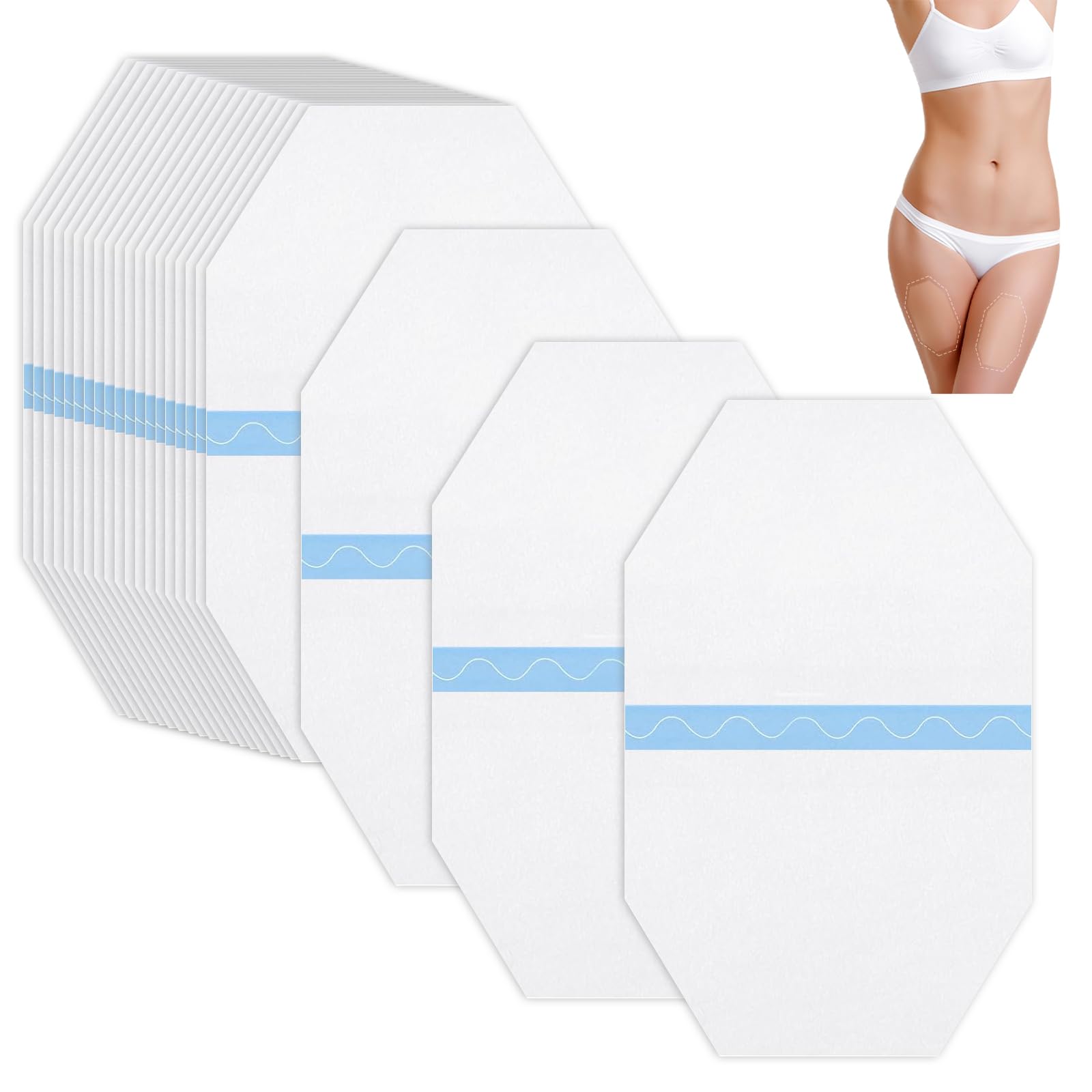 60 Pcs Octagon Thigh Lift Tape Skin Lifting Tape Invisible Thigh Tape Transparent Cellulite Adhesive Body Tape for Women Girls, 8 x 6 Inch