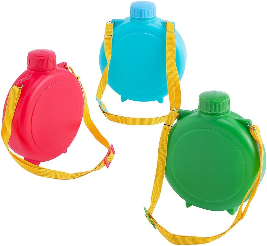Fun Express Kids Water Bottle 12 Pack - Reusable Plastic Water Bottles for Kids School & Party Supplies | 12 oz Small Water Bottles Bulk for Classroom, VBS & Birthday Party Favors | BPA-Free Canteen
