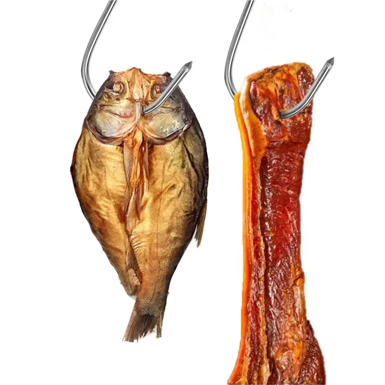 100 ganchos en forma de S acero inoxidable con punta afilada for colgar carne cocina, carnicería, barbacoa y utensilios repostería para Procesamiento de Carne(15CM)