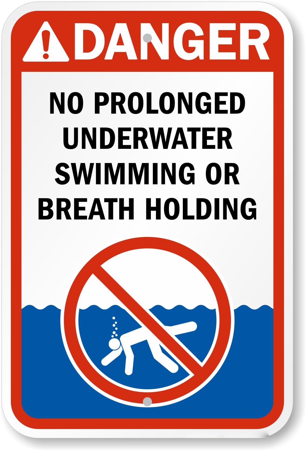 Swimming Pool Underwater Holding Breath Prohibition Sign, Diving Safety Regulation Warning Plate For Water Activity Area, 8x12 Inch