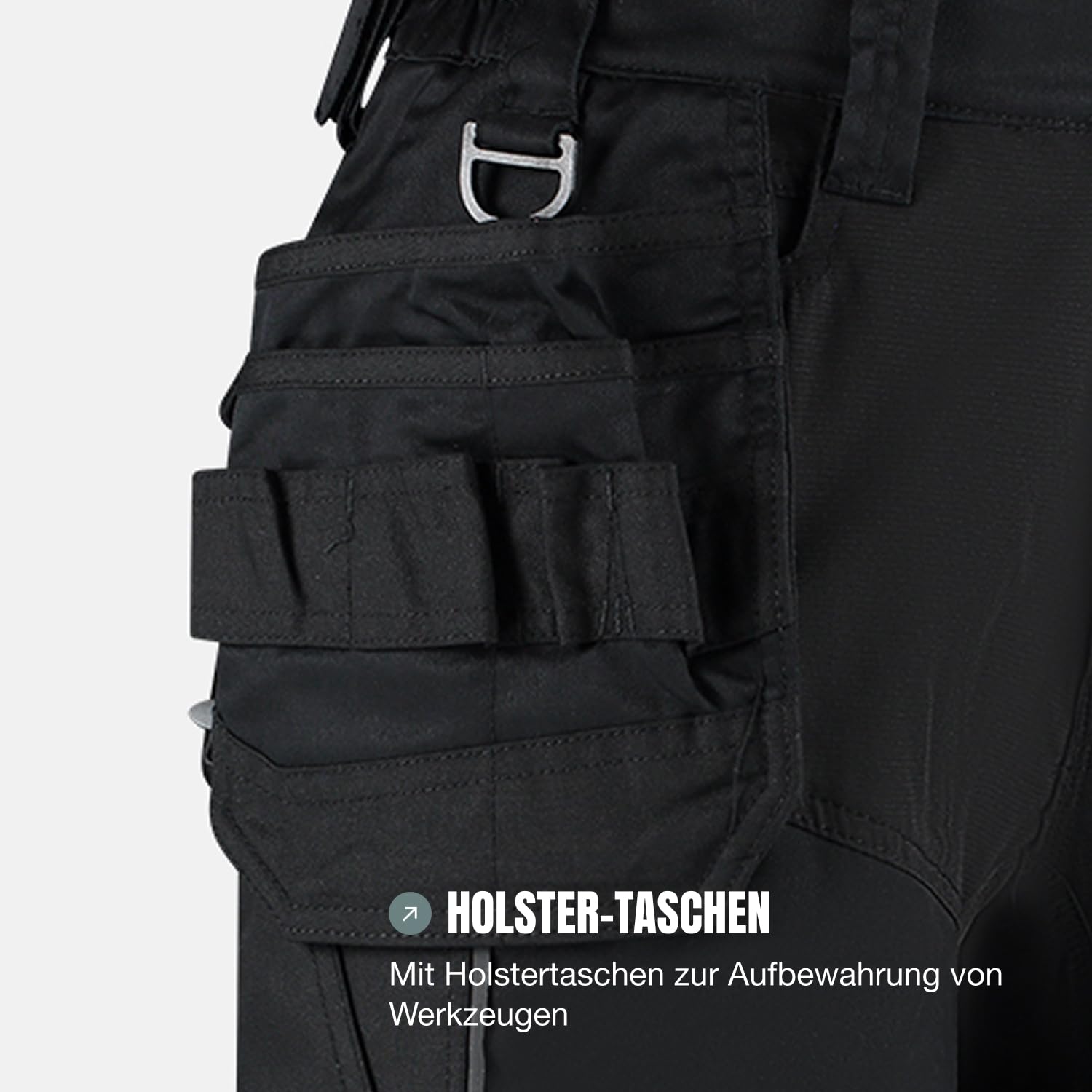 Faze.One Coach 8K Stretch Arbeitsshorts für Herren | Kurze Arbeitshose mit Holstertaschen | Herren-Workshorts | Robuste Profi-Workwear aus Ripstop | Schwarz