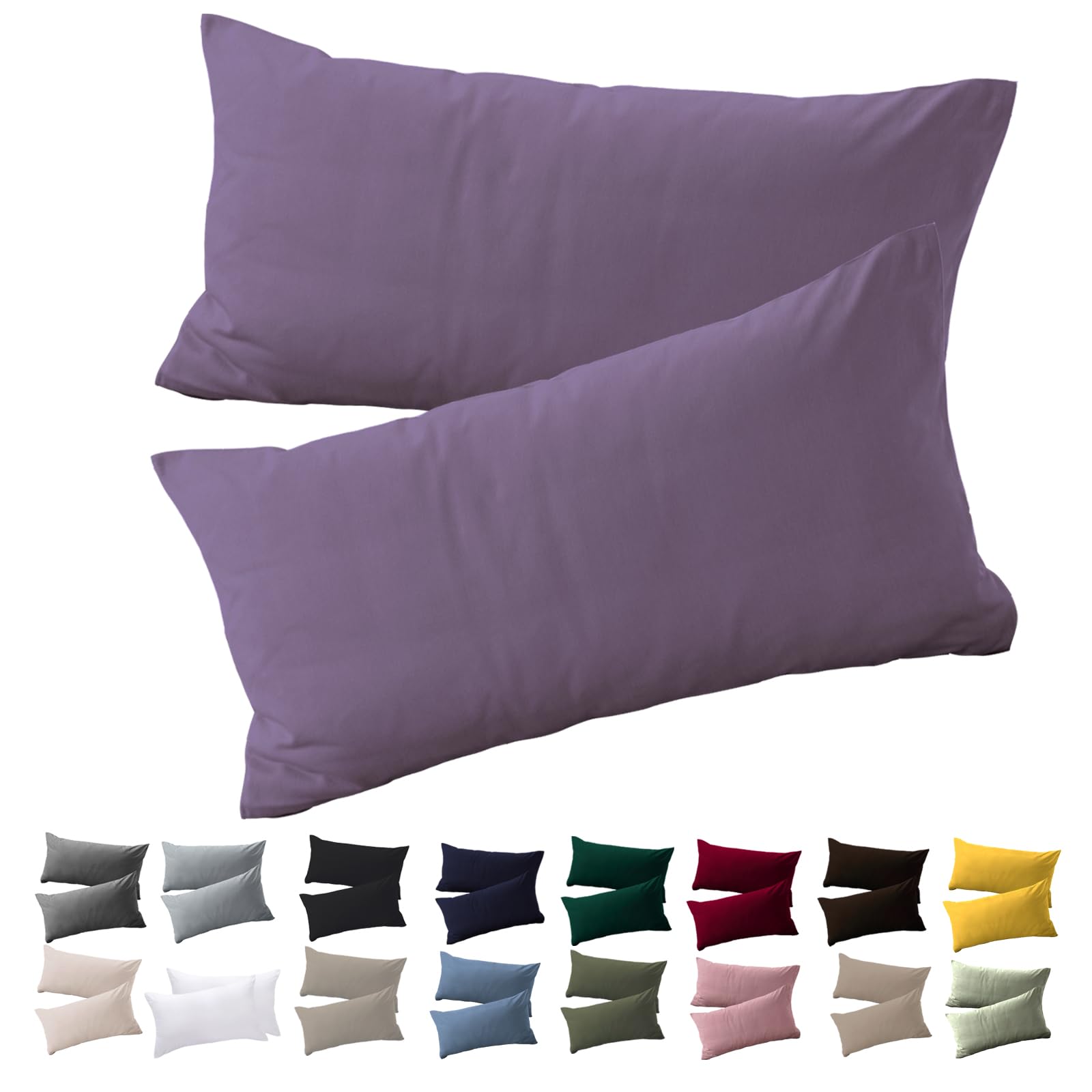 Soifox Cushion Cover 40 x 60 cm, Set of 2 - Grey Purple Pillowcase for Pillows 40 x 60 cm, 100% Microfibre Resistant and Hypoallergenic Cushion Covers with Zip — image 1
