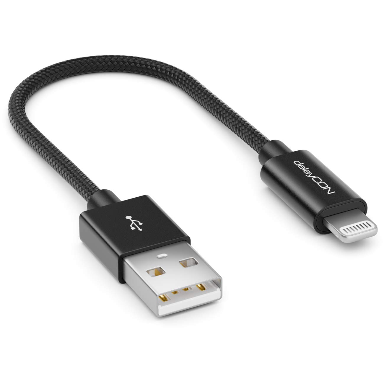 deleyCON 0,15m Lightning 8 Pin Cavo di Ricarica USB Apple MFI per iPhone 14 Pro Max - Nero