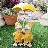 PEVSCO Funny Garden Animals Statues,12' Bunny/Duck with Umbrella and Raincoat Statue, for Garden Yard Outdoor Patio Decor (Color : Style-B)