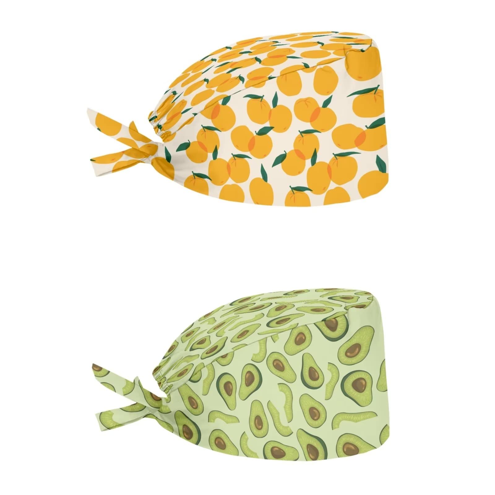 2 Pack Scrub Cap with Sweatband Adjustable Tie Back Turban Hat Headgear Beanie for Women Men Working Cap