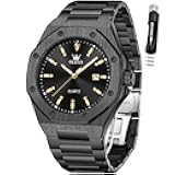 Watches for Men Stainless Steel Business Dress Large Easy to Read Analog Watch Waterproof Luminous Casual Luxury Men Watch