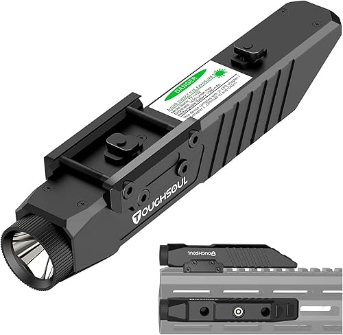 TOUGHSOUL Linterna táctica 1450 lúmenes Picatinny Rail MLOK montada con función estroboscópica momentánea Rifle linterna (Picatinny+Mlok)
