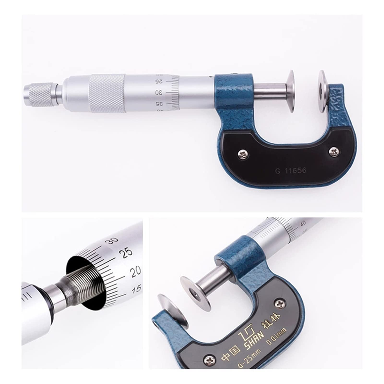Micrómetro exterior 0-25mm 25-50mm 50-75mm 75-100mm Tipo de disco Micrómetro Micrómetro micrómetro micrómetro micrómetro, Herramienta automotriz de taller de maquinista de precisión(25-50mm)