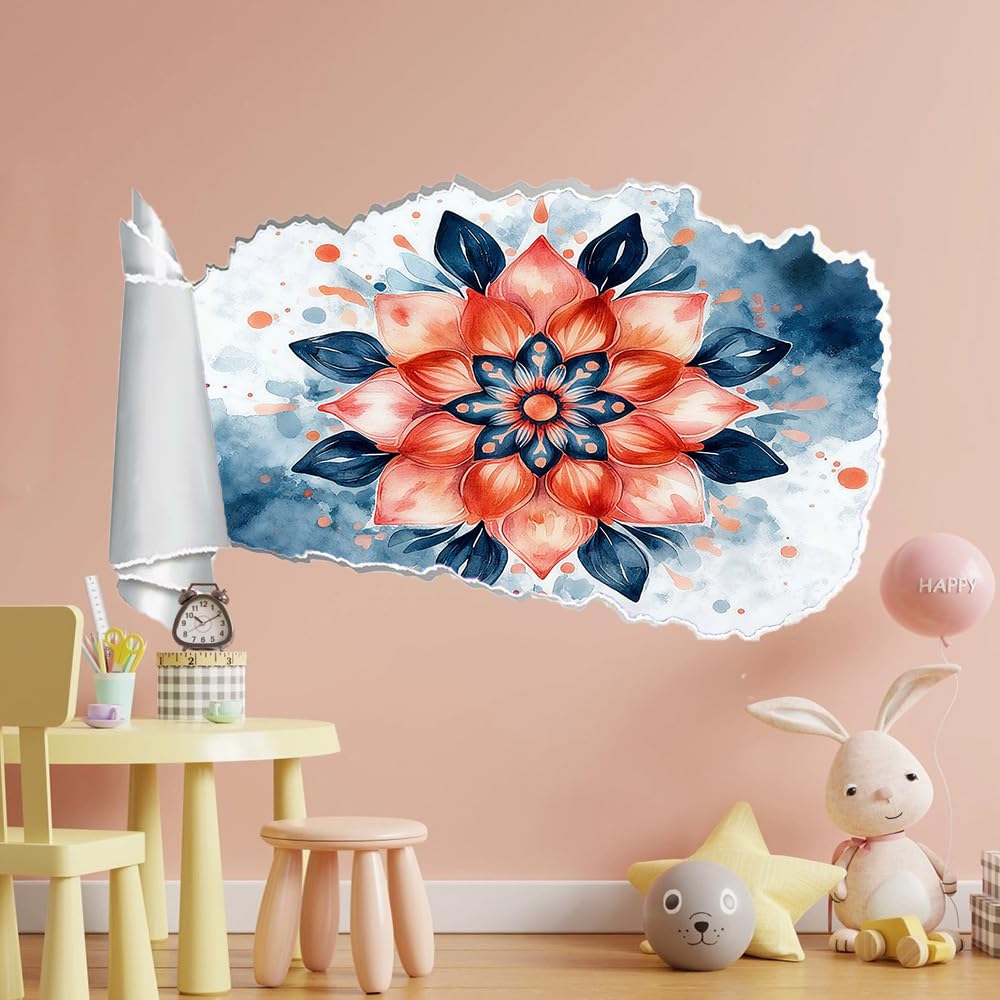 3D Durchbruch Wandtattoo Mädchen Kinderzimmer Stechapfelblüten Wandaufkleber Dekorative Bemalte Pflanzen Wandsticker für Junge Teenager Zimmer Wohnzimmer Schlafzimmer Wandbilder Deko