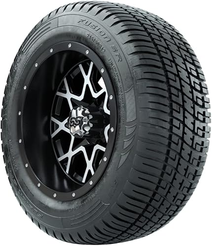 Miniatura 3 de GTW 12 Inch Golf Cart Wheels and Tires Combo  MachinedBlack Vortex Wheels on 21550-R12 (20.5") Fusion SR Steel Belted Radial Street Tires  Set of 4