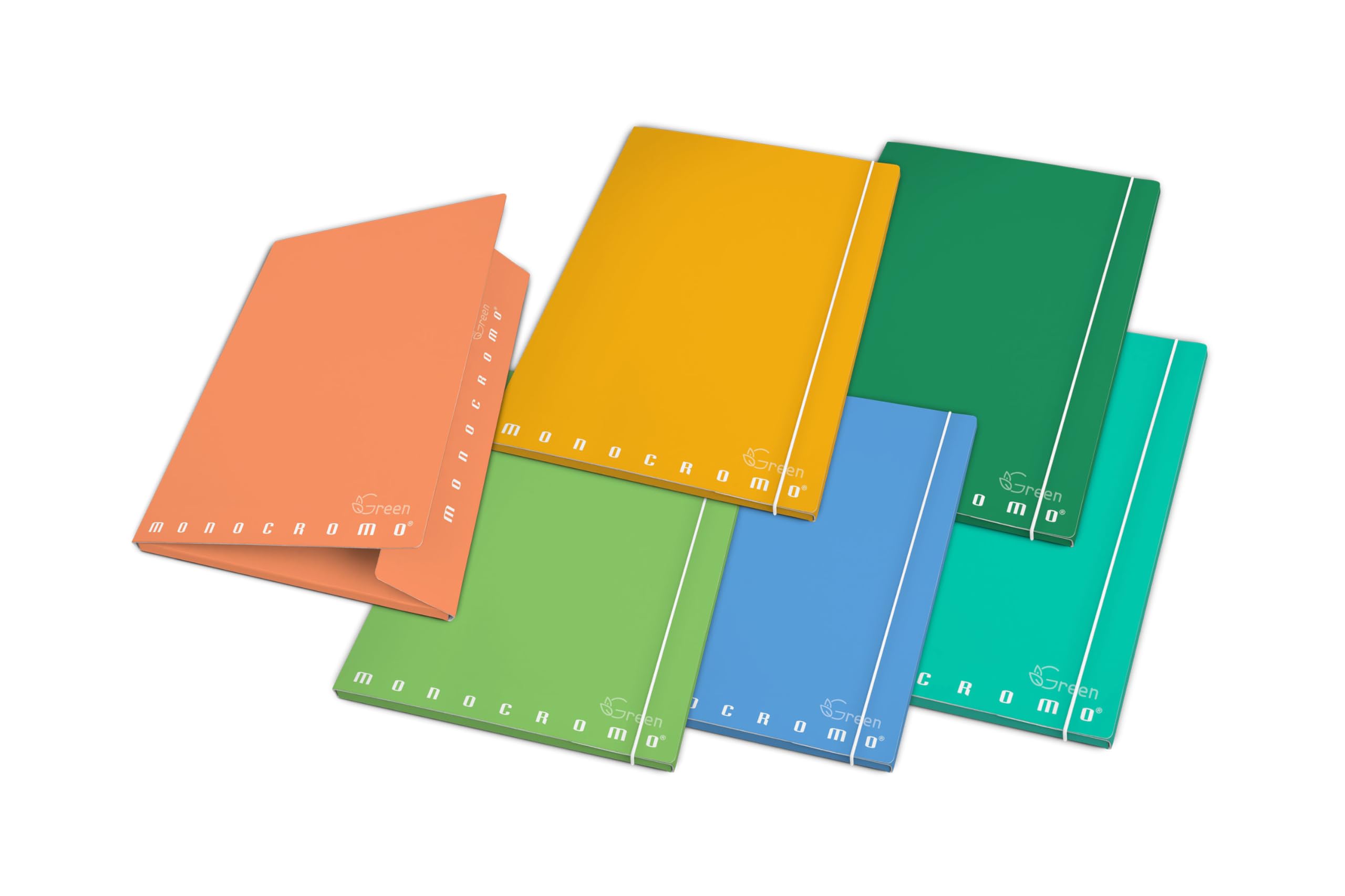 Pigna Folder 3 Flaps Spine 1.2; Monochrome Green, Pack of 6