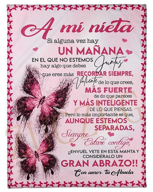 Blankets for Sofas Personalized Gifts for My Granddaughter from Grandma, Comforters with Letters Printed, Blanket with Message The Positive Encouragement and Love of Grandma