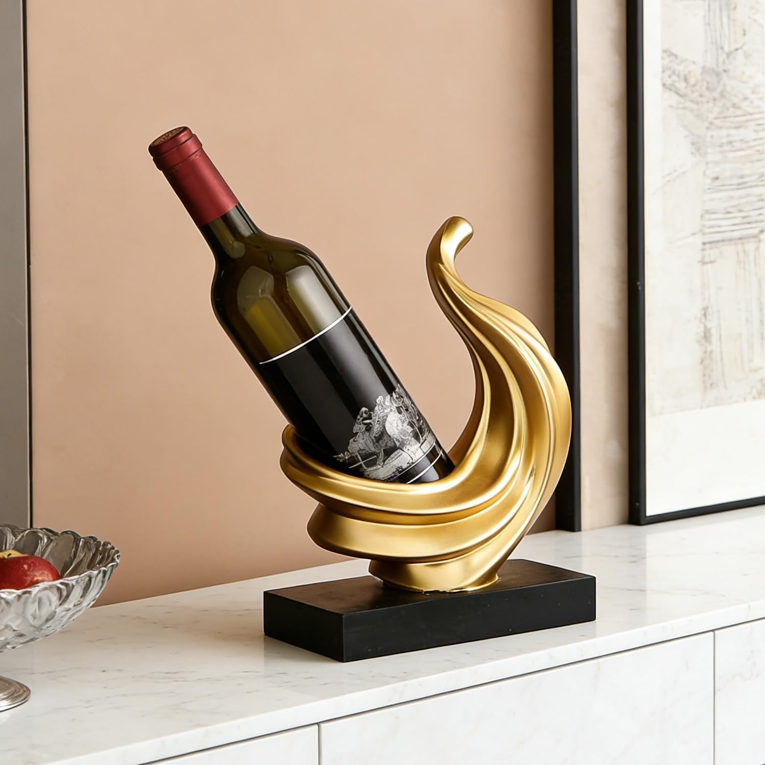 AWNR Wine Lovers GIFS，Gold Abstract Wine Bottle Holders，Pantry Organizers and Storage,Ornament Display Stand，Kitchen Counter Decor,Shelfing Units and Storage