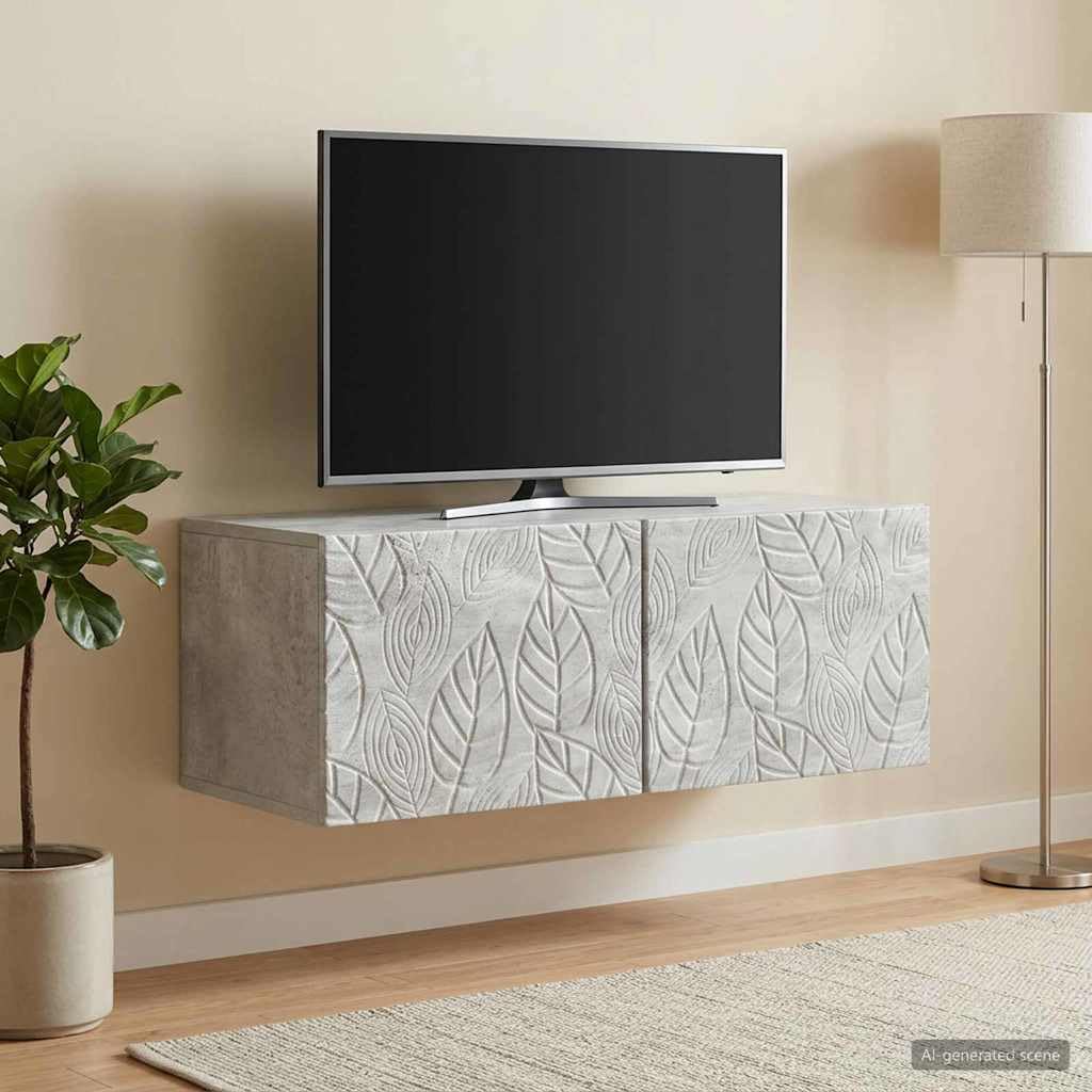 Mueble para TV montado en la pared, 78,5 x 41 x 30 cm, color gris hormigón