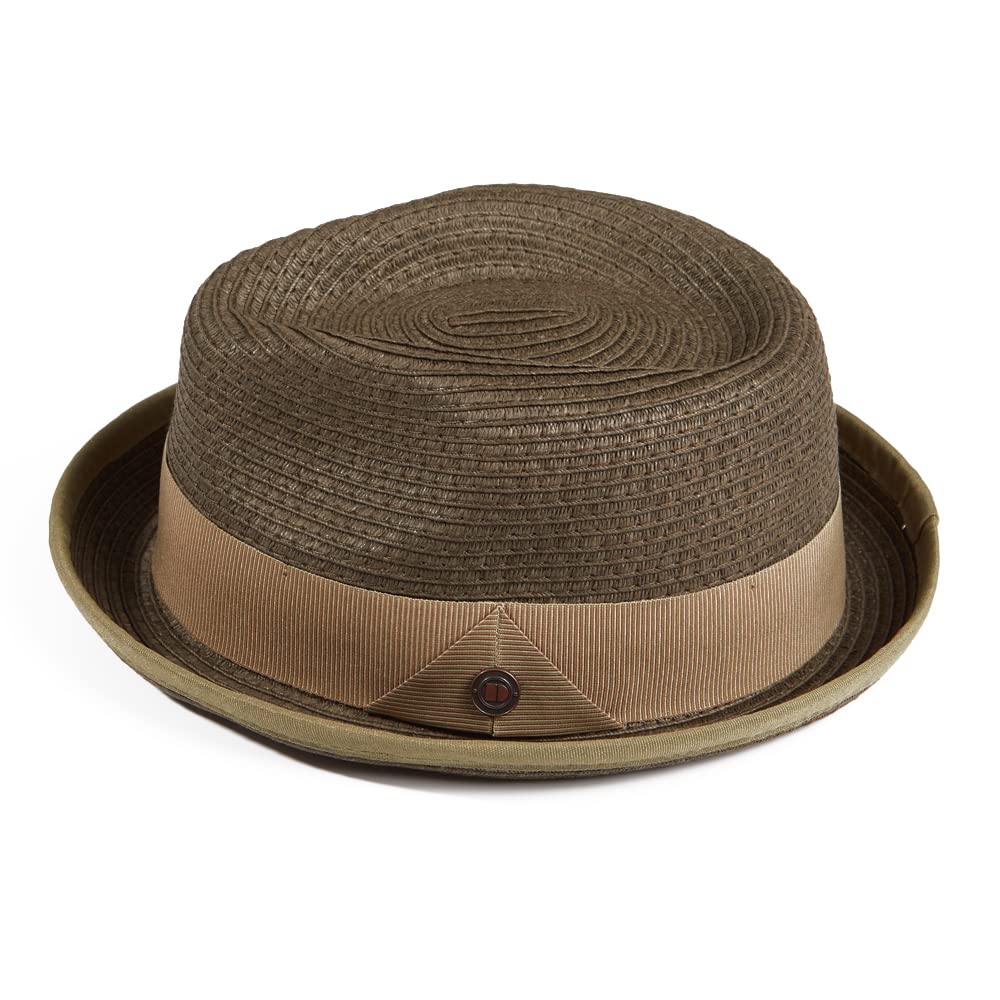 DASMARCA Summer Paper Straw Skimpy Brim Short Brim Trilby Hat for Men & Women (US, Alpha, Medium, Olive)