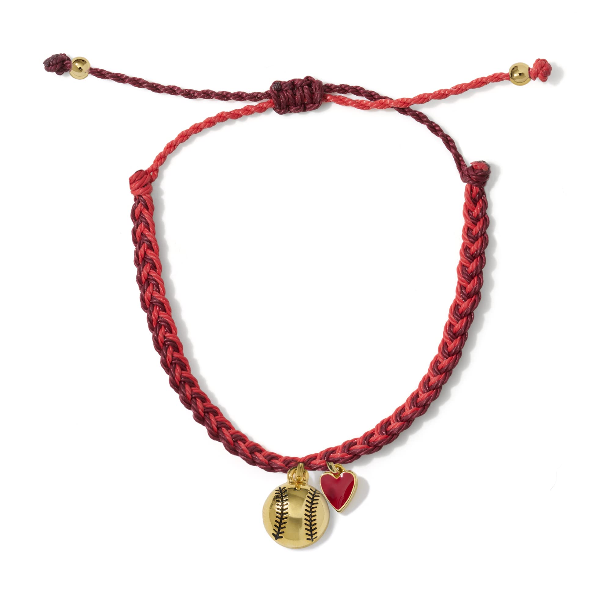 Softball Heart Gold Charm Bracelet 100 Waterproof Adjustable