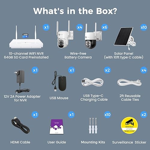 Miniatura 9 de XMARTO QHD Sistema de cámara de seguridad solar sin cables inalámbrico para exterioresinteriores, zoom panorámico, 4K de largo alcance WiFi 6 kit de