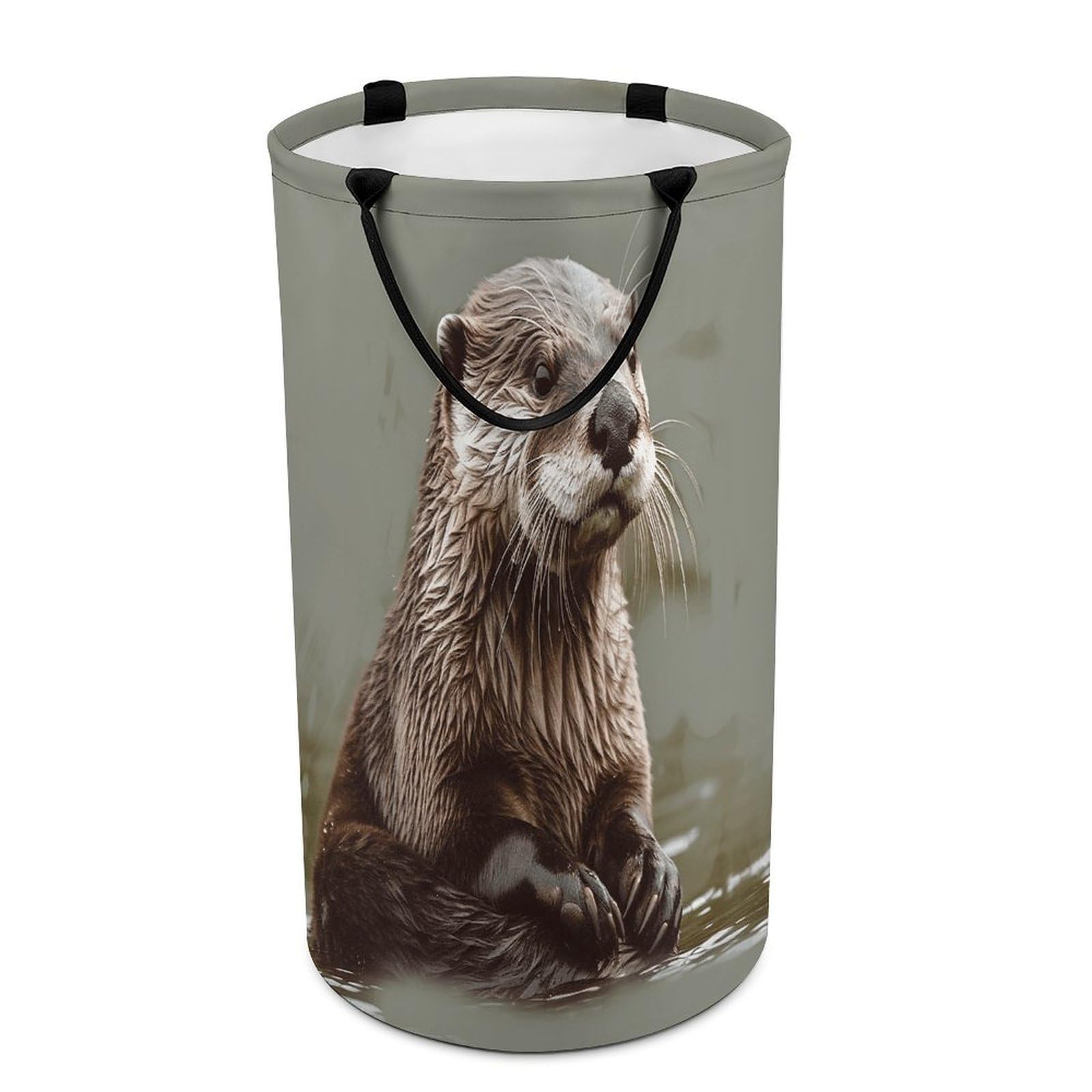 Otter Animal Laundry Basket Large Foldable Laundry Hamper with Handles Freestanding Collapsible Clothes Basket Waterproof Portable Dirty Clothes Hamper for Bathroom 86L