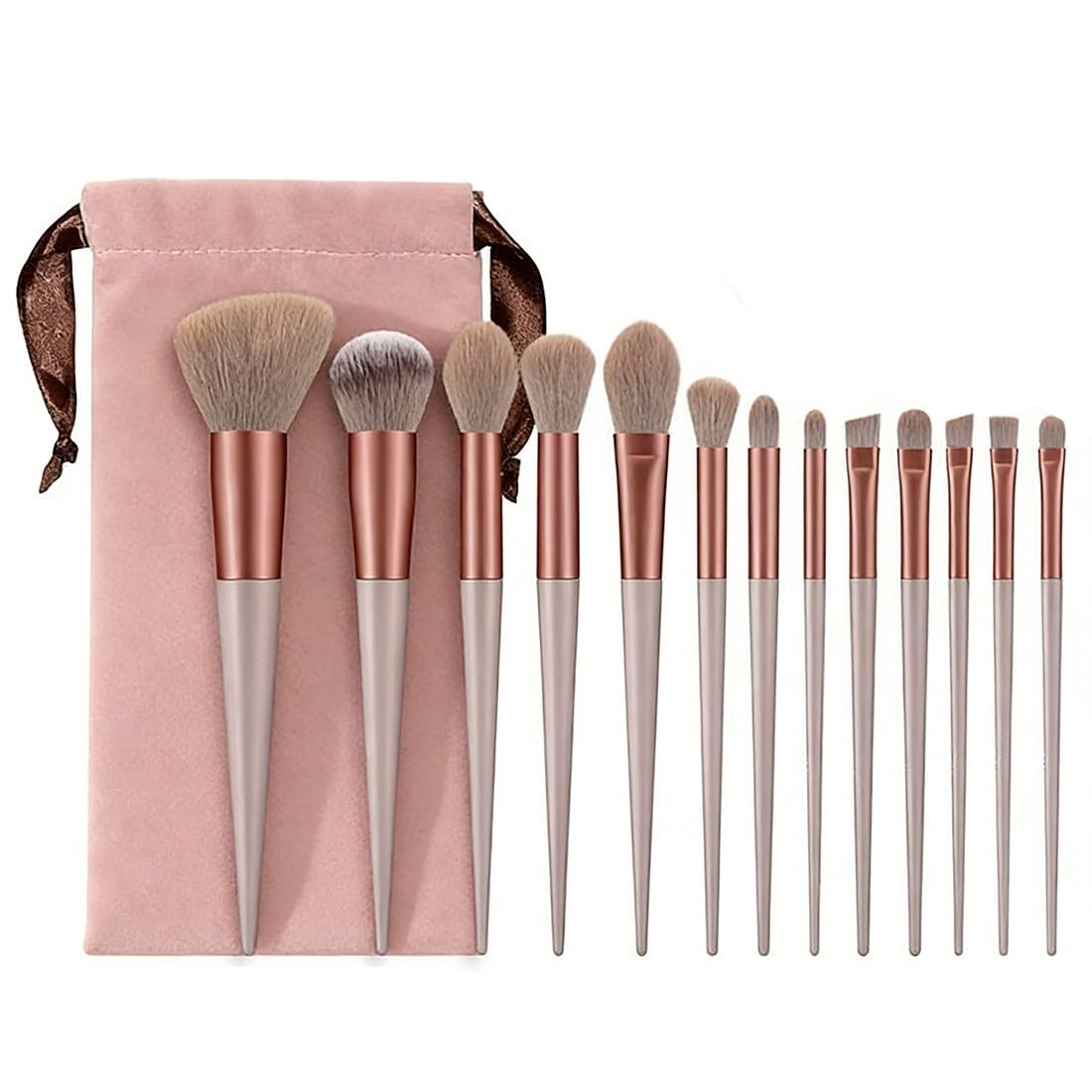 Pennelli Make Up,13 Pezzi Set Pennelli Make Up,Set Viso e Occhi,Trucchi,Pennello Trucco Sintetico a Setole Morbide per Makeup Brushes Regalo,per Fondazione,Cipria,Ombretto,Fard(Marrone)