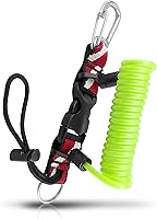 Vista 8 de Cordón de buceo, cordón en espiral de acero inoxidable resistente con hebilla de liberación rápida y correa de banda de bandera de buceo