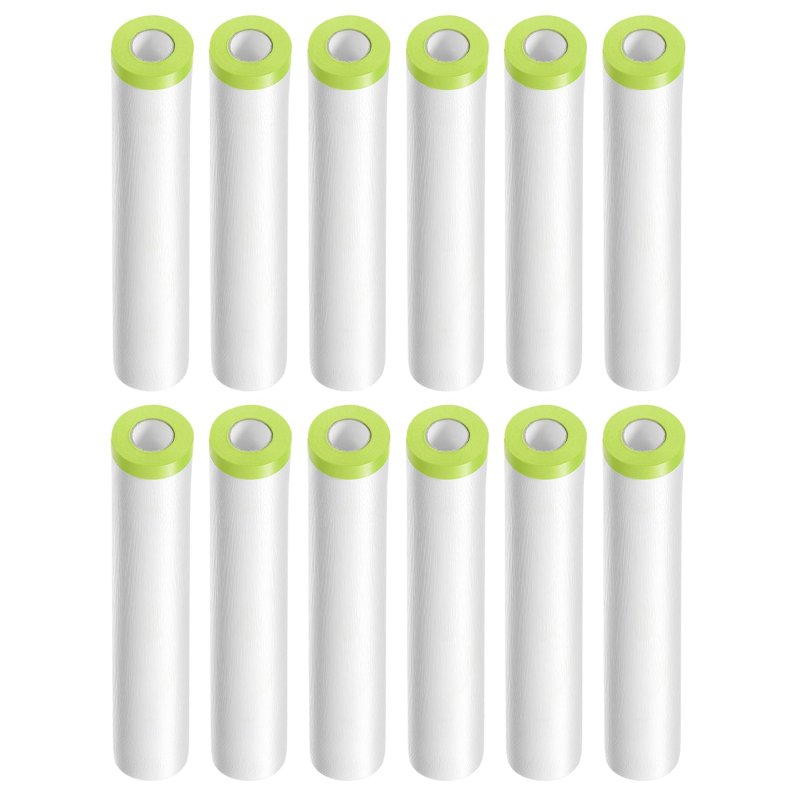 QUARKZMAN 12 Rotoli di Pellicola Mascherante Pre-Adesiva 70.9" x65.6ft Nastro e Telo in Plastica per Pittori con Nastro Pellicola Protettiva per Verniciatura Auto, Verde