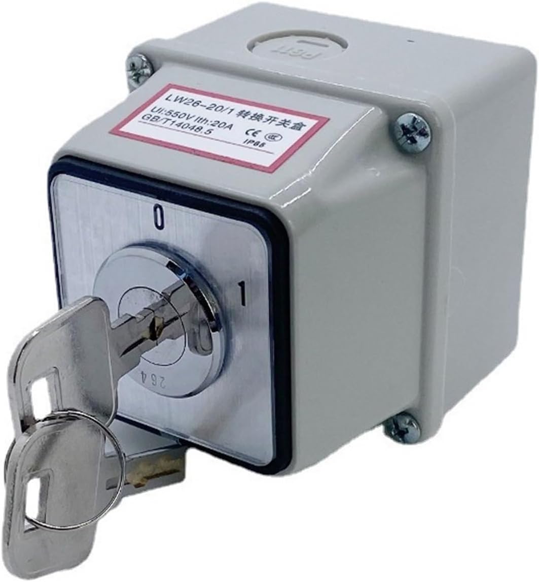 LW26-20YS5/1M Waterproof Box with Lock Key 20A Power-Off Switch Reverse Conversion Rotary cam Switch